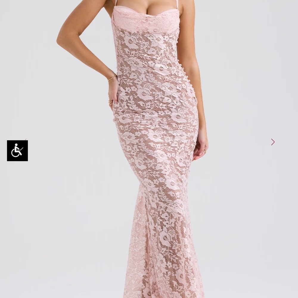 House of CB Pale Pink Lace Mermaid Gown